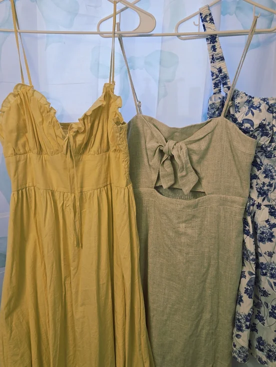 Sun Dress Bundle Size Large Cotton Linen Bustier Details Floral Milkmaid Maxi - Picture 2 of 8